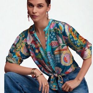 Johnny Was WILD KALANI BLOUSE silk women’s